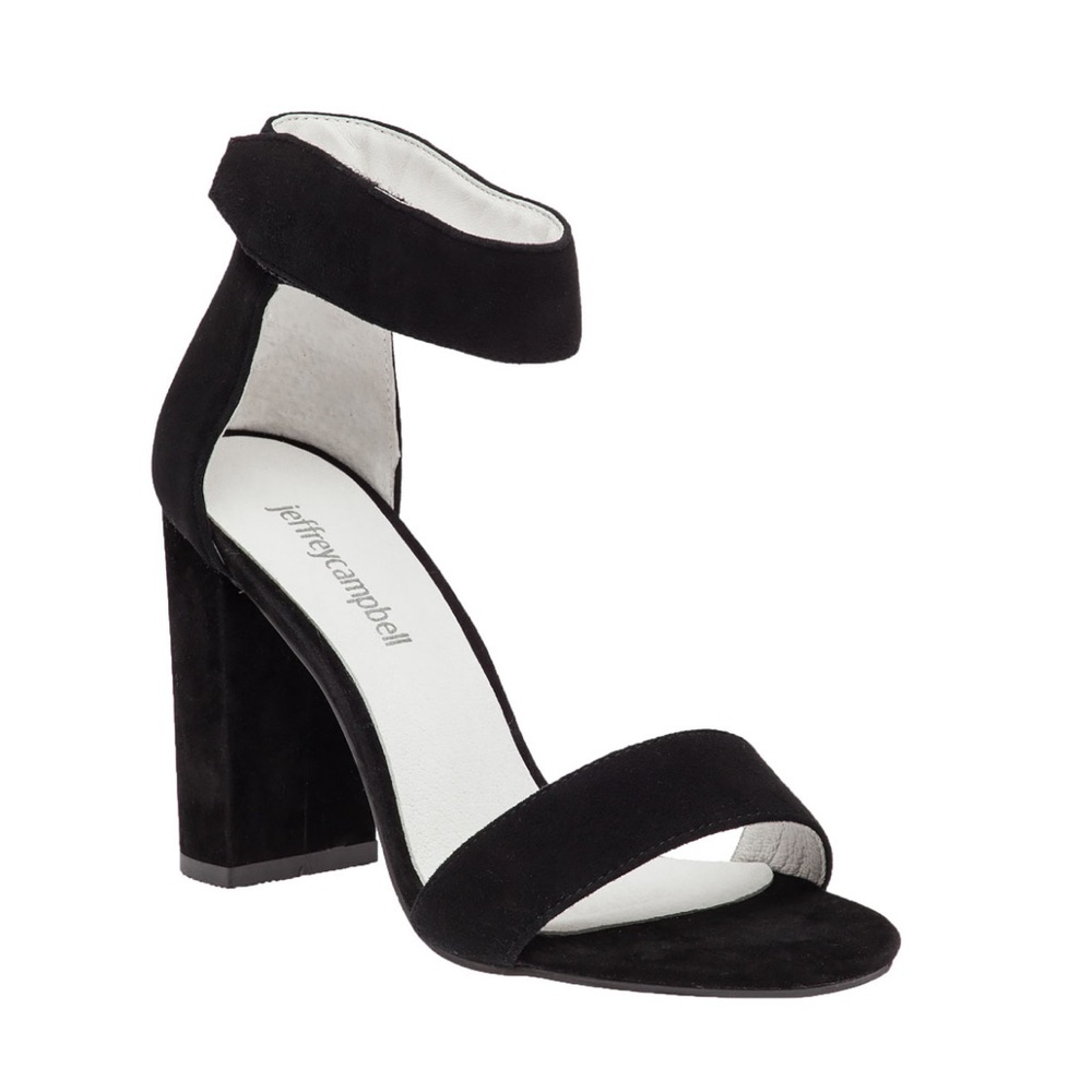 JEFFREY CAMPBELL Lindsay Black Suede Ankle Strap Sandal Size 9.5